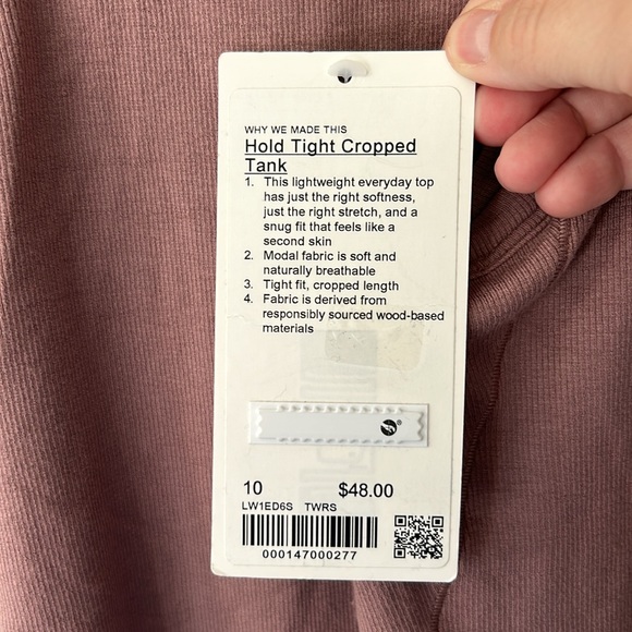 Lululemon Hold Tight Cropped Tank Sz 10‎ TWRS NWT - Picture 3 of 5